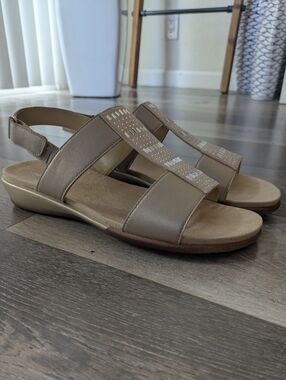 hazel Taupe Beaded Slingback Sandals